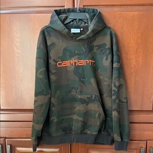 Carhartt WIP Camo Hoodie with Orange Logo